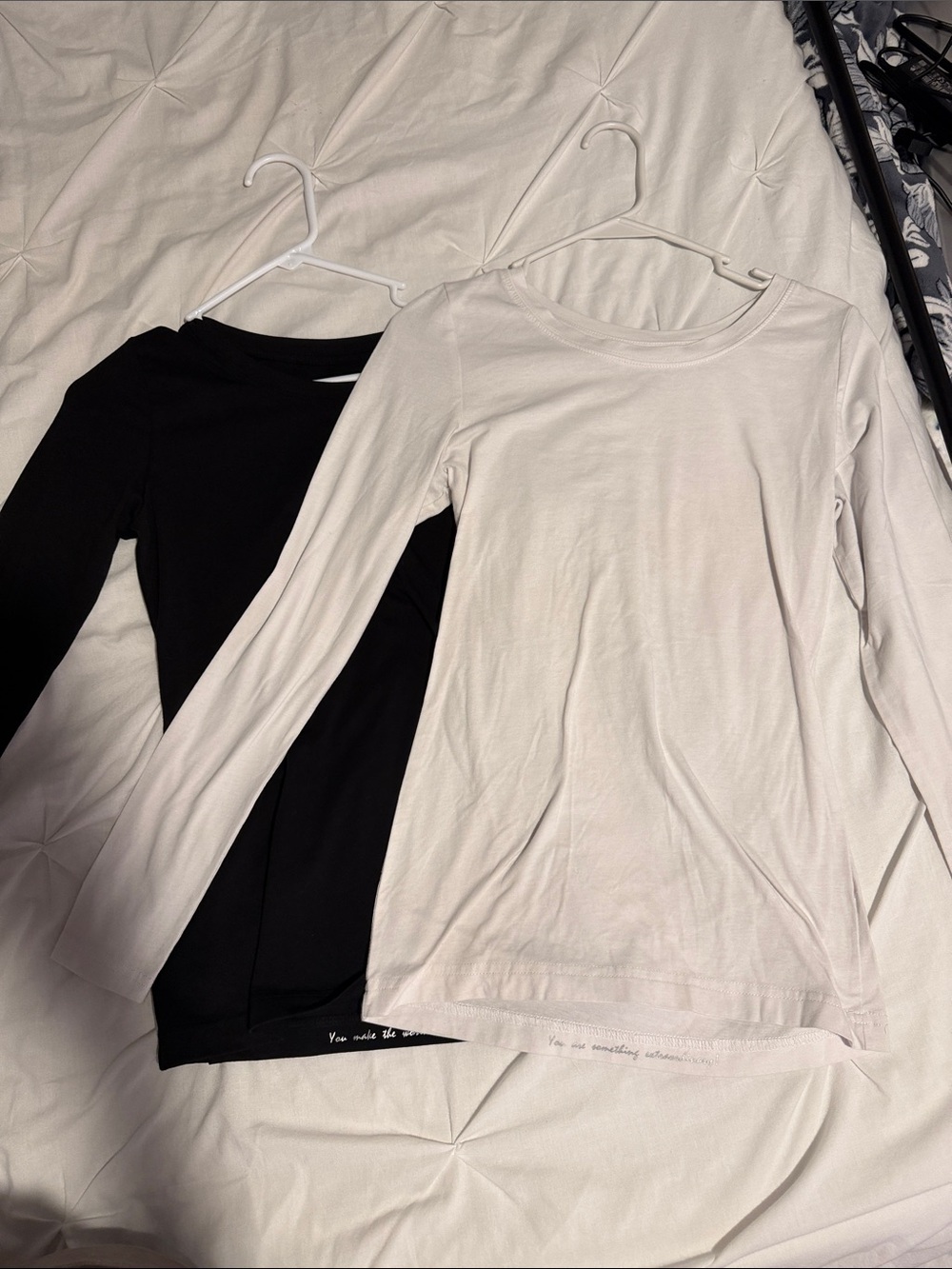 healing hands Long Sleeve Crewneck Tee in Black and White